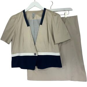 Plus size Tristan Beige & Blk suit short sleeve jkt sz XL and skirt sz 16 set